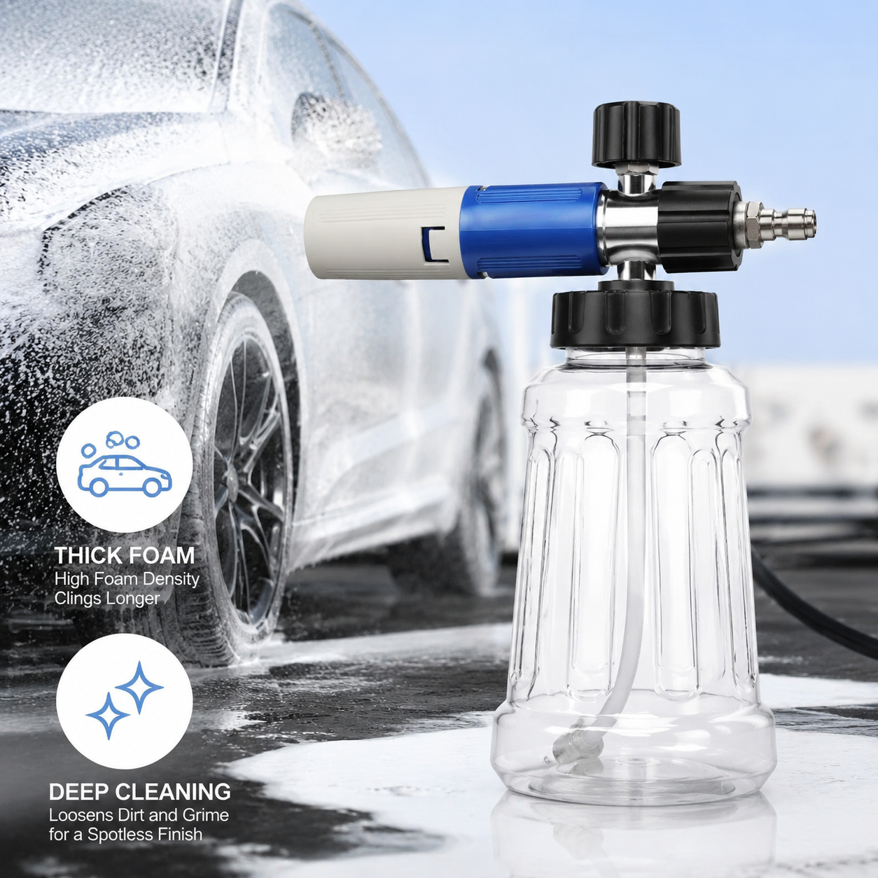 XIAOYI 008 PRO Clear Foam Cannon – Premium Foam Sprayer for Commercial & Home Pressure Washers, Custom Tuned for Maximum Foam