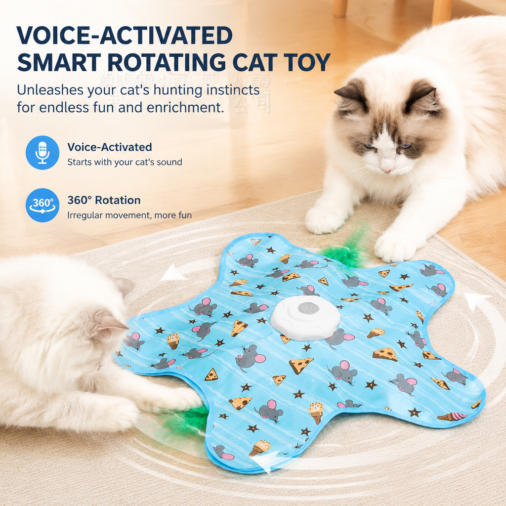 Interactive Cat Toys with Squeaker for Interactive Playing, Anxiety Relief Boredom Rechargeable Automatic Feathers Toys Touch Activated for Indoor Adult Cats and Kittens (Interactive Toys)