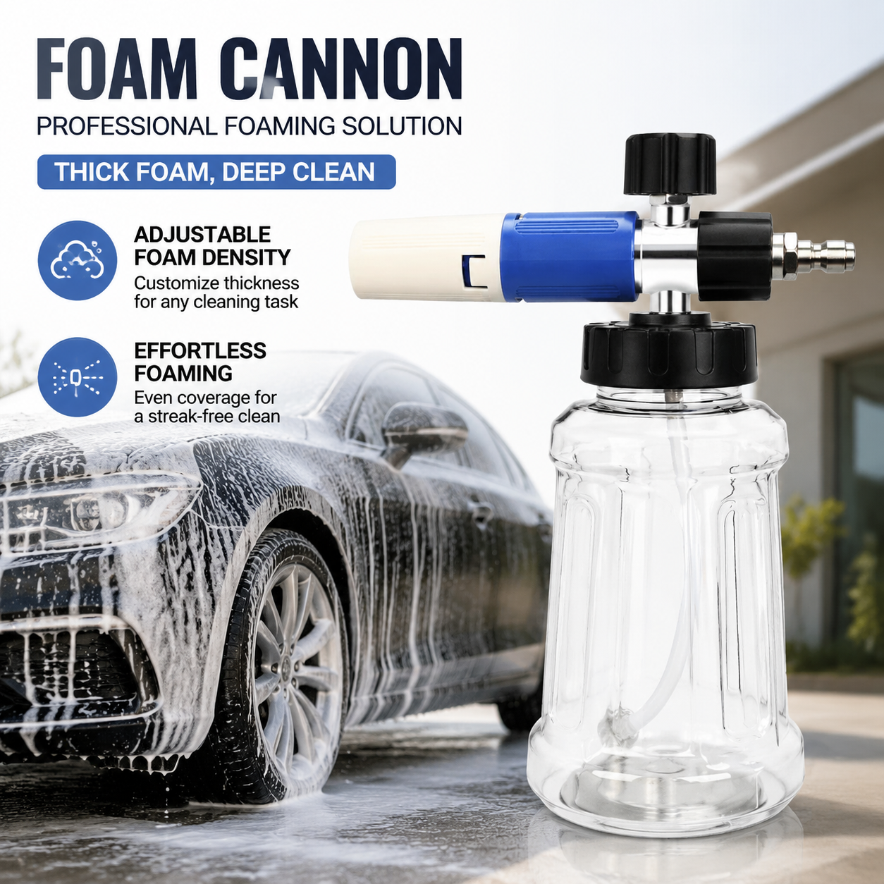 XIAOYI 008 PRO Clear Foam Cannon – Premium Foam Sprayer for Commercial & Home Pressure Washers, Custom Tuned for Maximum Foam