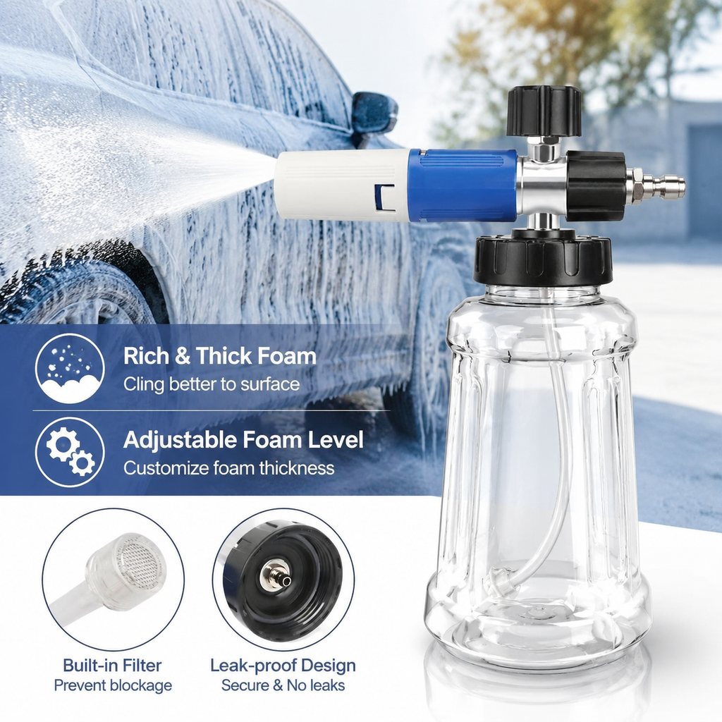 XIAOYI 008 PRO Clear Foam Cannon – Premium Foam Sprayer for Commercial & Home Pressure Washers, Custom Tuned for Maximum Foam